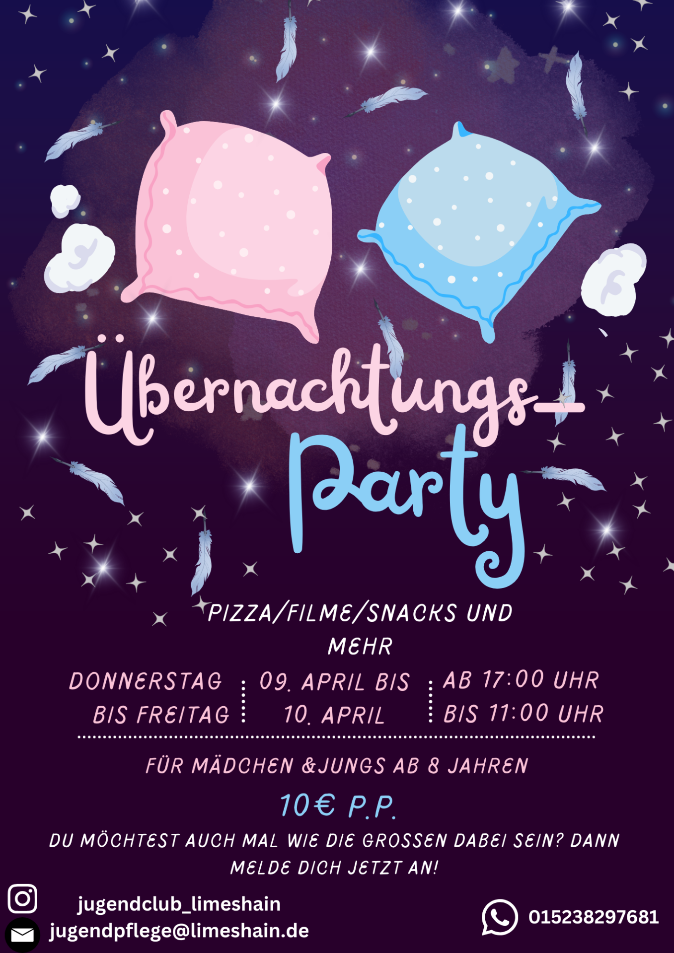 Pink and Blue Playful Slumber Party Invitation - 1 Pink and Blue Playful Slumber Party Invitation - 1