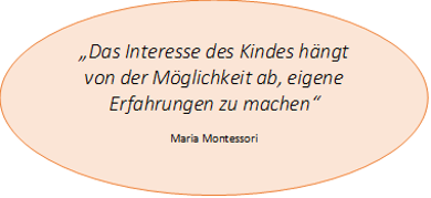 Das Interesse des Kindes hängt von der Möglichkeit ab, eigene Erfahrungen zu machen - Zitat von Maria Montessori